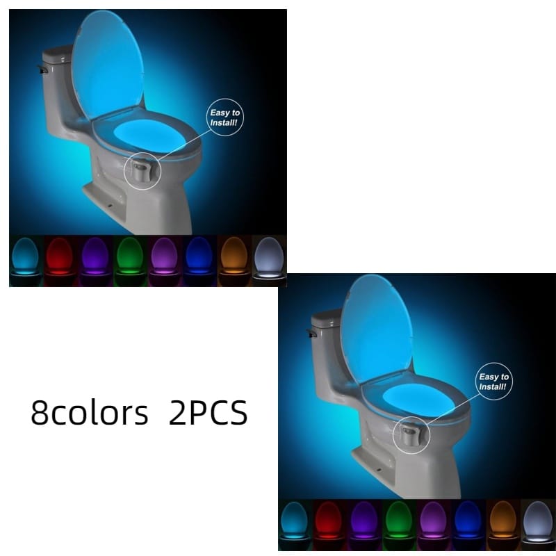 1 0 8colors 2PCS Luz nocturna LED para inducción de inodoro