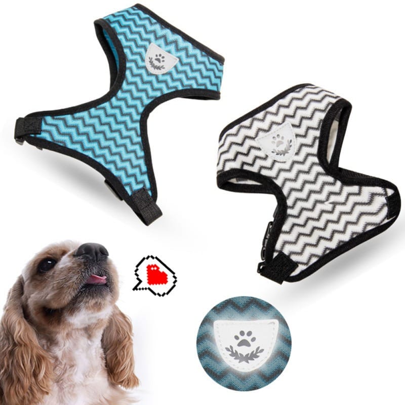1 0 Arnés de pecho reflectante con diseño de ondas para mascotas