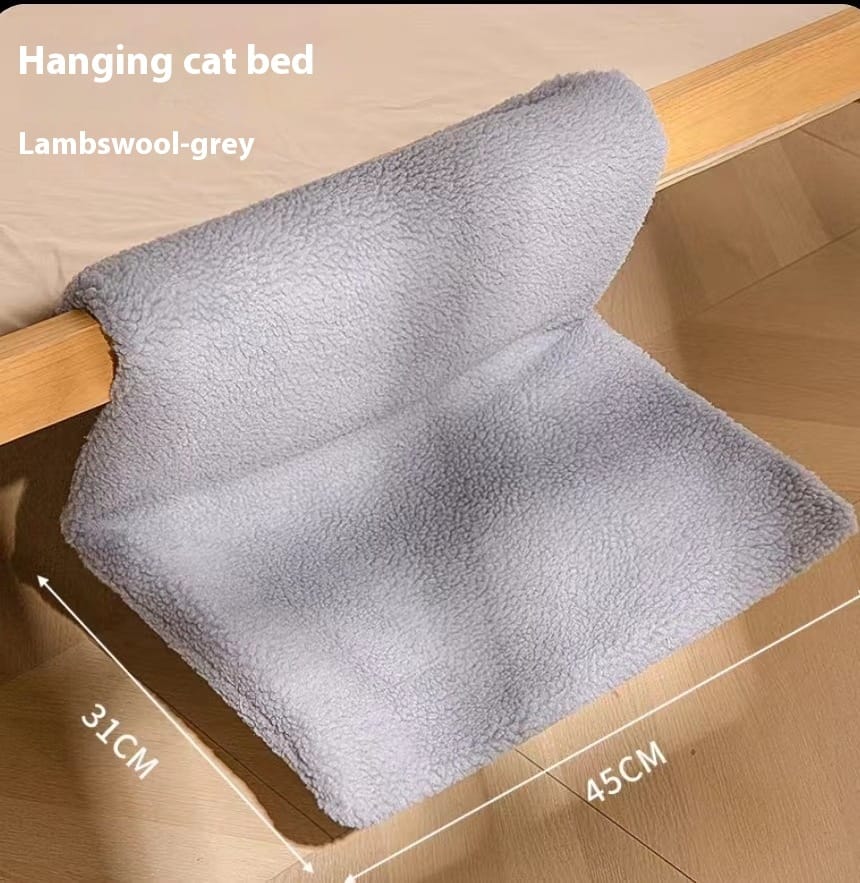 1 0 Bags / Lambswool Gray Hamaca de felpa en forma de L para gatos, nido colgante para gatos