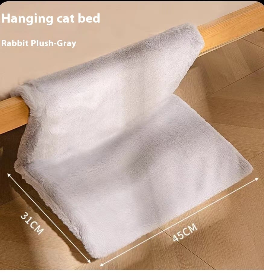 1 0 Bags / Rabbit Fur Gray Hamaca de felpa en forma de L para gatos, nido colgante para gatos