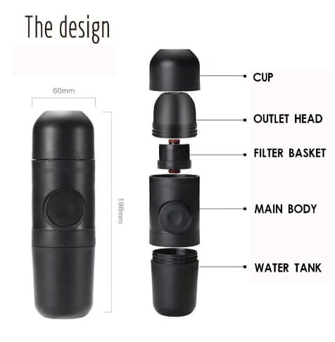 1 0 Black Minicafetera portátil compacta