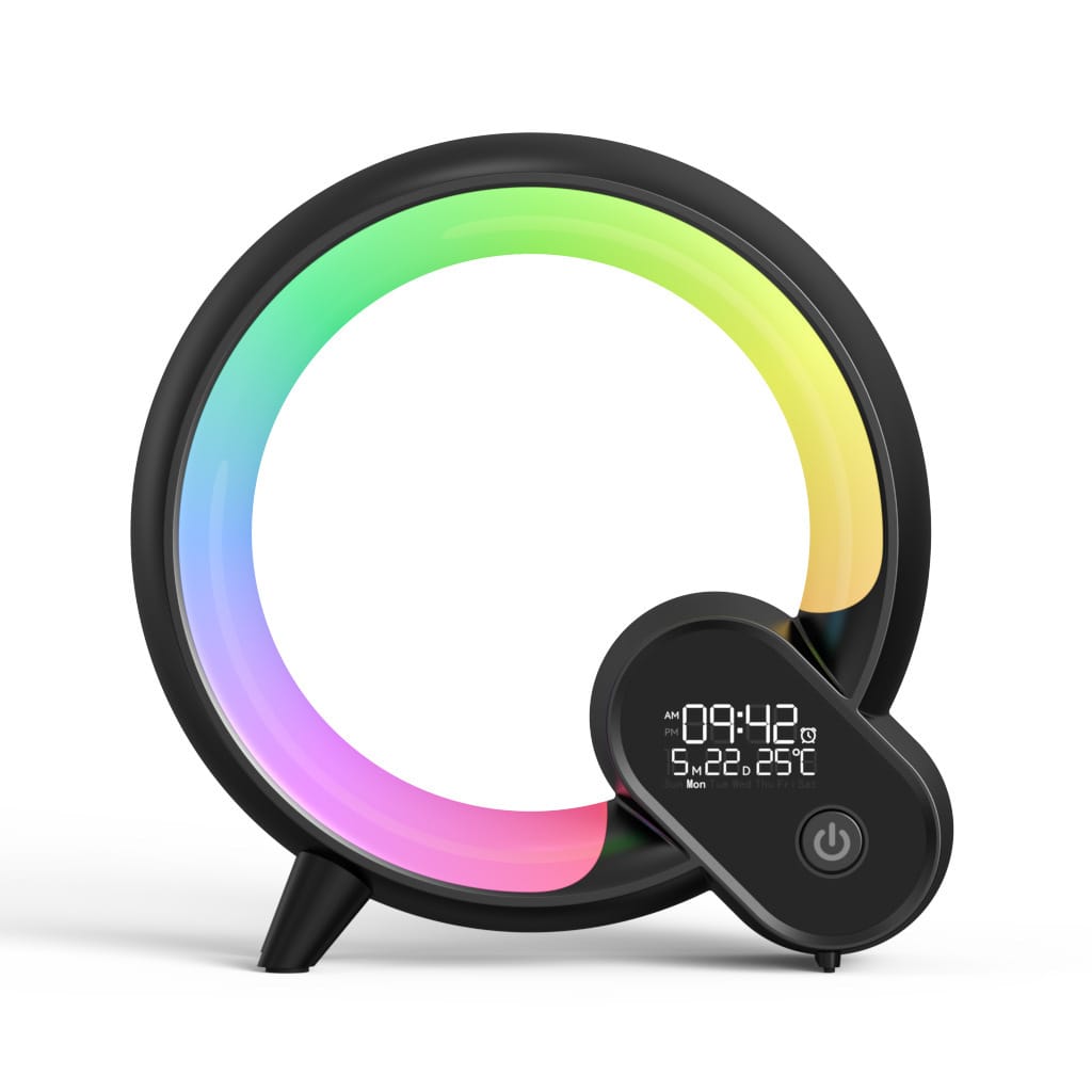 1 0 Black / USB Reloj despertador digital con pantalla analógica y luz de amanecer Creative Q Light, audio Bluetooth