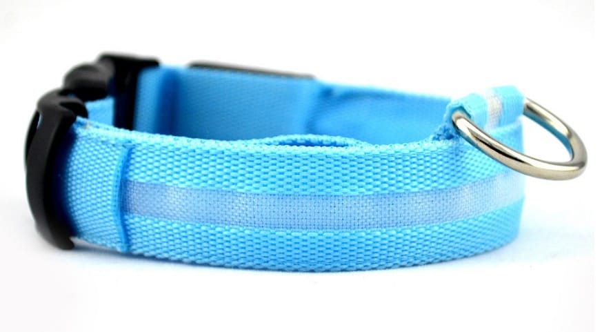 1 0 blue / L / chargable Collar luminoso LED de nailon para perros, seguridad nocturna, intermitente, que brilla en la oscuridad, correa ajustable para perros y gatos