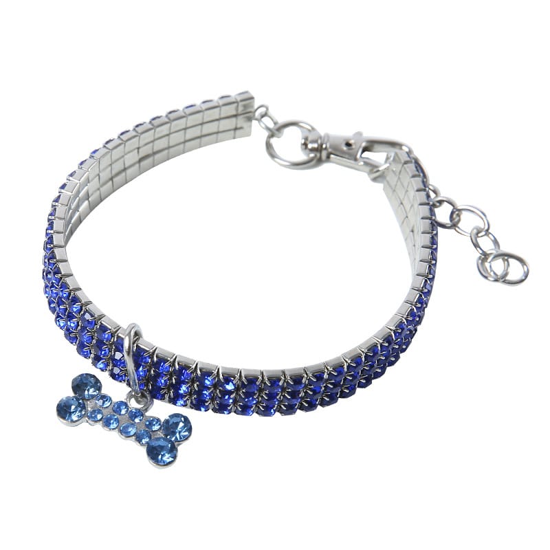 1 0 Blue / L Collar para perro con diamantes de imitación brillantes, collar de cristal para cachorros Chihuahua, collar para perros pequeños y medianos