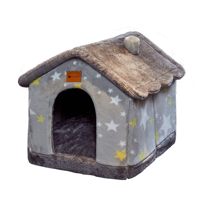 1 0 Caseta plegable para perros, cama para gatos, villa de invierno para perros, caseta para dormir, nido extraíble, cueva cálida y cerrada, sofá para mascotas