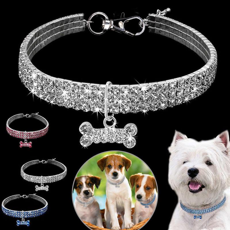1 0 Collar para perro con diamantes de imitación brillantes, collar de cristal para cachorros Chihuahua, collar para perros pequeños y medianos
