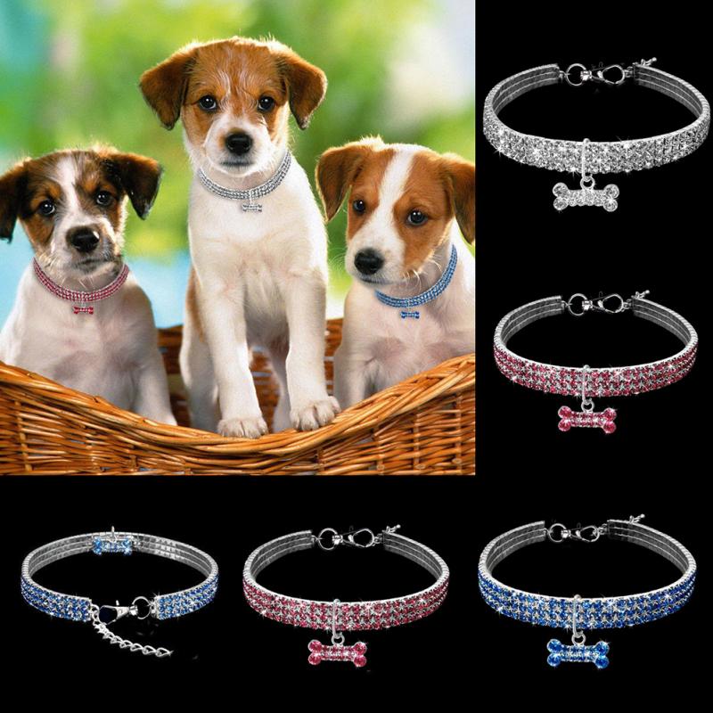 1 0 Collar para perro con diamantes de imitación brillantes, collar de cristal para cachorros Chihuahua, collar para perros pequeños y medianos