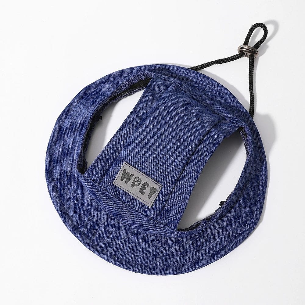 1 0 Dark blue / L Gorro para mascotas con orificios para las orejas para perros medianos y pequeños, ajustable, para verano, para perros, gatos y cachorros, gorra de lona con visera de color mezclilla