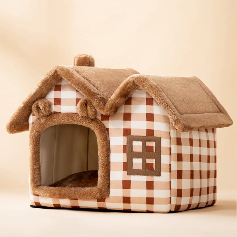 1 0 Double top lattice bear / Large Caseta plegable para perros, cama para gatos, villa de invierno para perros, caseta para dormir, nido extraíble, cueva cálida y cerrada, sofá para mascotas