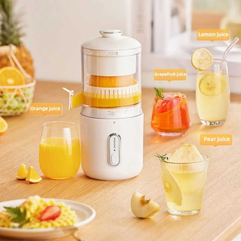 1 0 Exprimidor eléctrico inalámbrico multifuncional de acero inoxidable para naranjas y limones, licuadora portátil USB, mini exprimidor de frutas a presión para cocina