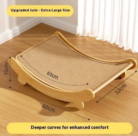 1 0 Extra Large Cradle Rascador para gatos de yute, nido integrado, resistente a arañazos y al desgaste, sin caspa.