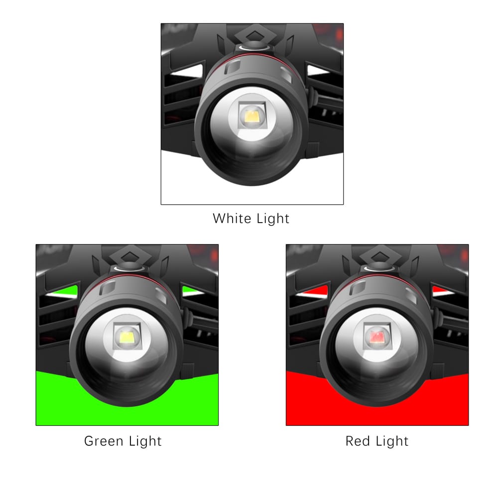 1 0 Faro T6 con luz blanca, luz verde y luz roja con zoom