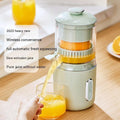 1 0 Fresh Green Exprimidor eléctrico inalámbrico multifuncional de acero inoxidable para naranjas y limones, licuadora portátil USB, mini exprimidor de frutas a presión para cocina