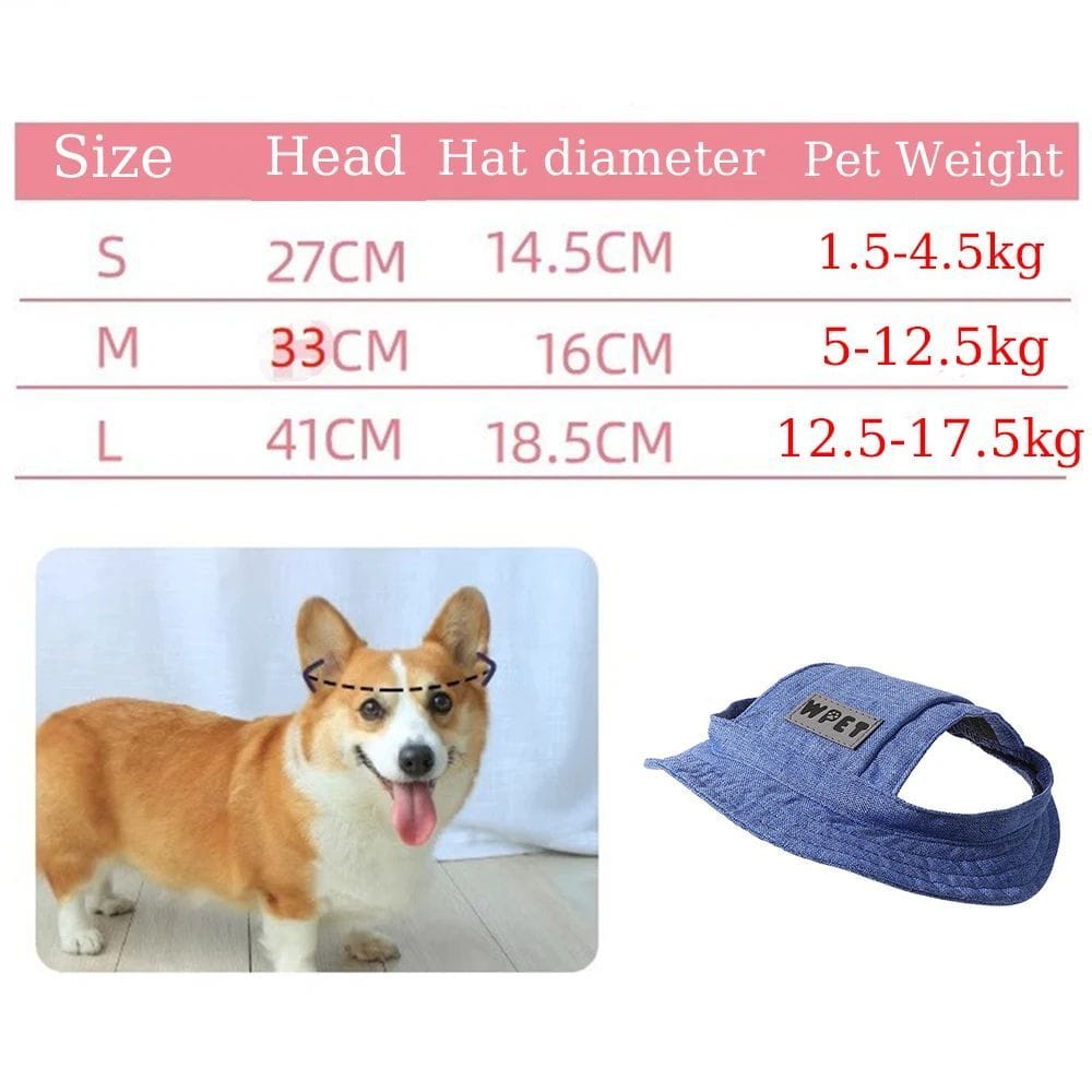 1 0 Gorro para mascotas con orificios para las orejas para perros medianos y pequeños, ajustable, para verano, para perros, gatos y cachorros, gorra de lona con visera de color mezclilla