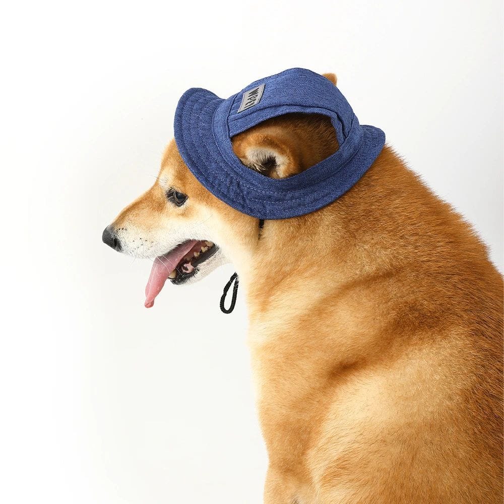 1 0 Gorro para mascotas con orificios para las orejas para perros medianos y pequeños, ajustable, para verano, para perros, gatos y cachorros, gorra de lona con visera de color mezclilla