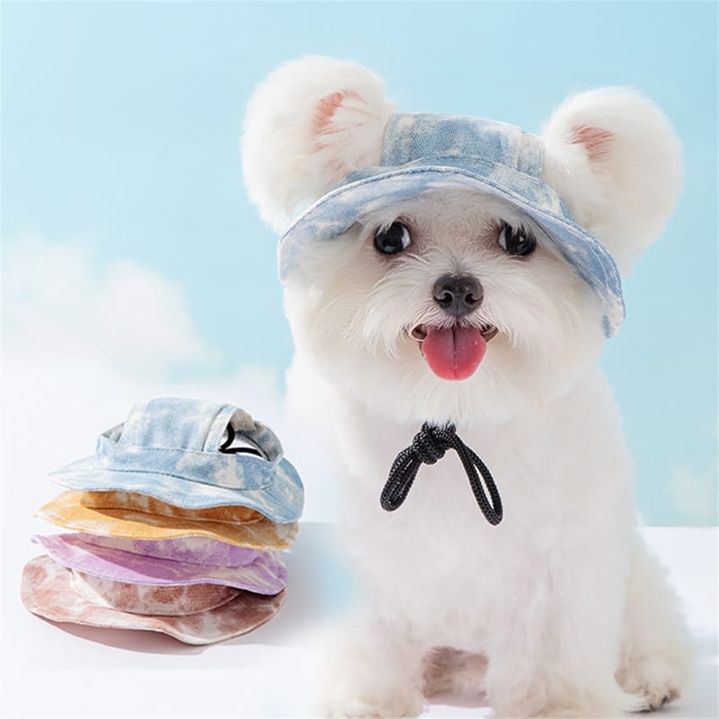 1 0 Gorros para mascotas con orificios para las orejas, gorro ajustable para cachorros, gorro para perros pequeños y medianos