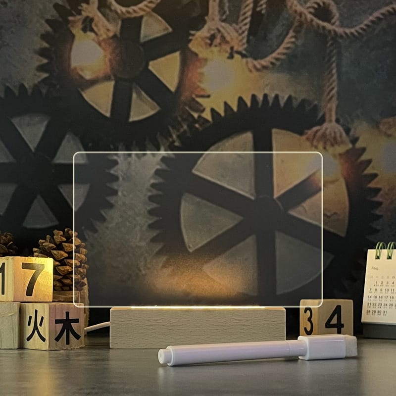 1 0 Horizontal rectangle Pizarra creativa, luz nocturna LED creativa, pizarra de mensajes USB, luz con bolígrafo, regalo para niños, novia, lámpara de noche decorativa