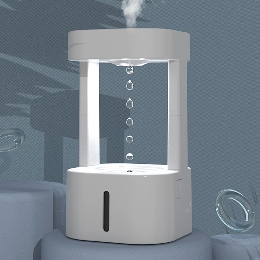 1 0 Humidificador creativo antigravedad con forma de gota de agua, pulverizador de niebla para aire acondicionado, ideal para el hogar, dormitorio y oficina, con depósito de agua de 580 ml
