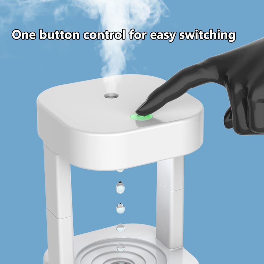 1 0 Humidificador creativo antigravedad con forma de gota de agua, pulverizador de niebla para aire acondicionado, ideal para el hogar, dormitorio y oficina, con depósito de agua de 580 ml