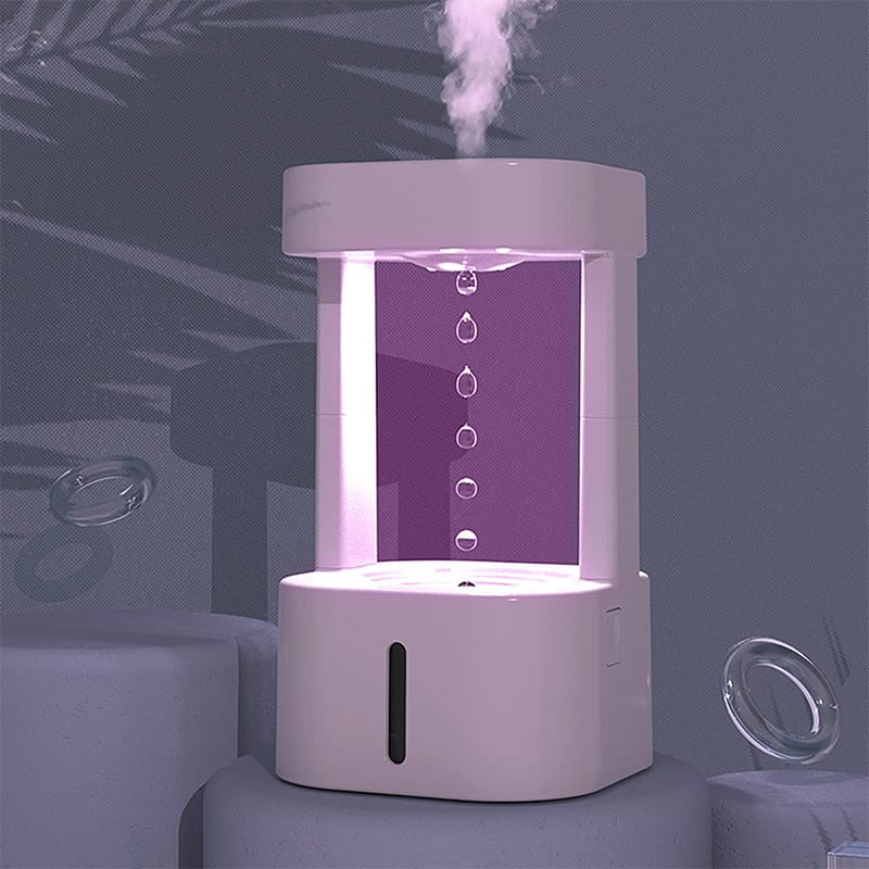 1 0 Humidificador creativo antigravedad con forma de gota de agua, pulverizador de niebla para aire acondicionado, ideal para el hogar, dormitorio y oficina, con depósito de agua de 580 ml