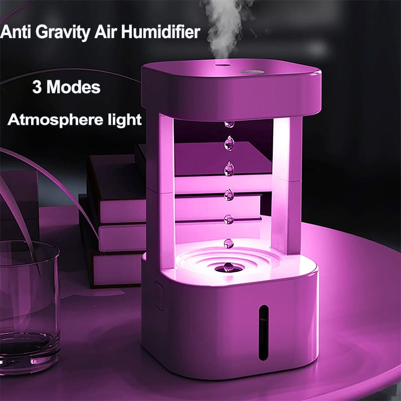 1 0 Humidificador creativo antigravedad con forma de gota de agua, pulverizador de niebla para aire acondicionado, ideal para el hogar, dormitorio y oficina, con depósito de agua de 580 ml