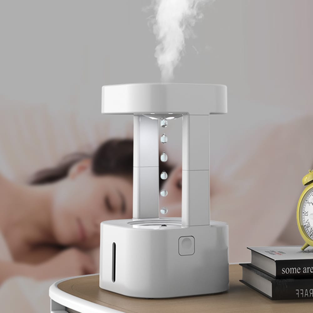 1 0 Humidificador creativo antigravedad con forma de gota de agua, pulverizador de niebla para aire acondicionado, ideal para el hogar, dormitorio y oficina, con depósito de agua de 580 ml