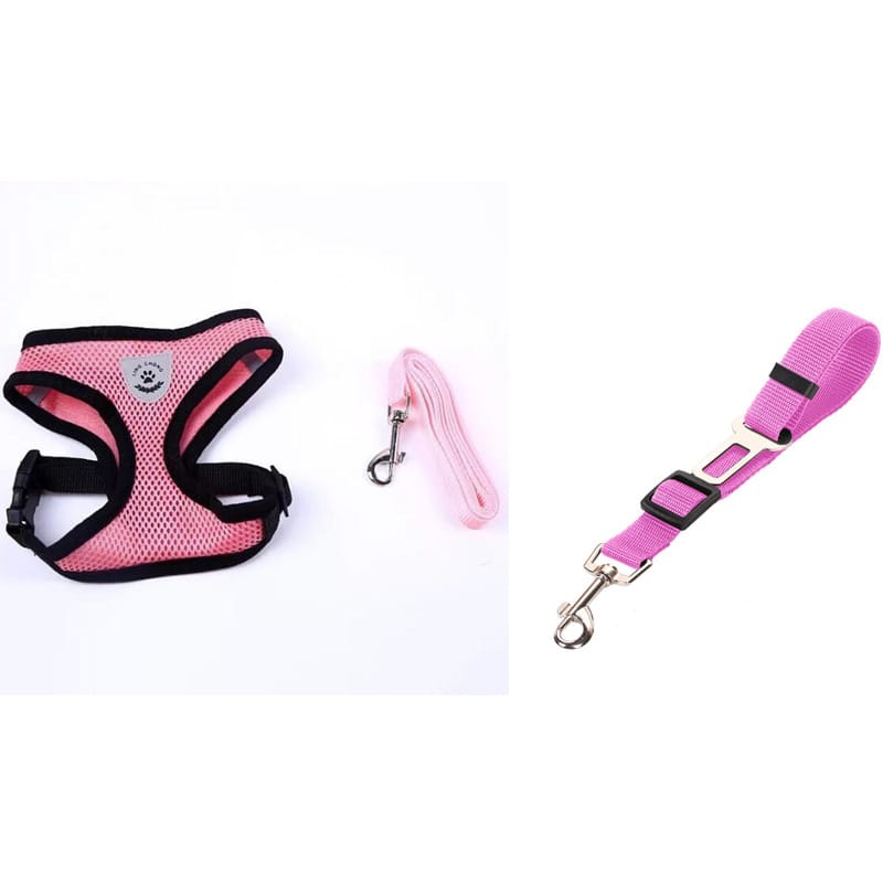 1 0 Pink 2 / L Cinturón de seguridad para mascotas en el coche Correa para mascotas. Múltiples colores y tamaños
