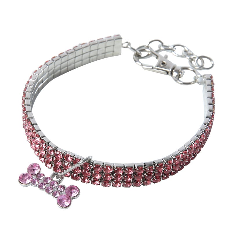 1 0 Pink / L Collar para perro con diamantes de imitación brillantes, collar de cristal para cachorros Chihuahua, collar para perros pequeños y medianos
