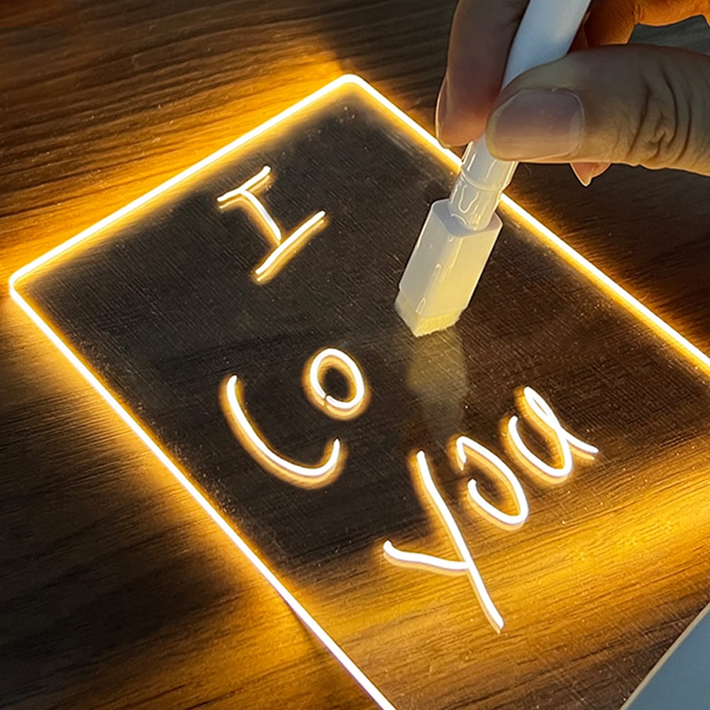 1 0 Pizarra creativa, luz nocturna LED creativa, pizarra de mensajes USB, luz con bolígrafo, regalo para niños, novia, lámpara de noche decorativa