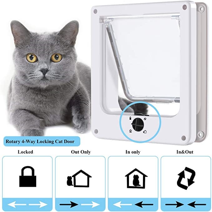 1 0 Puerta de interior para gatos y perros con cerradura giratoria y cierre magnético. Resistente a la intemperie