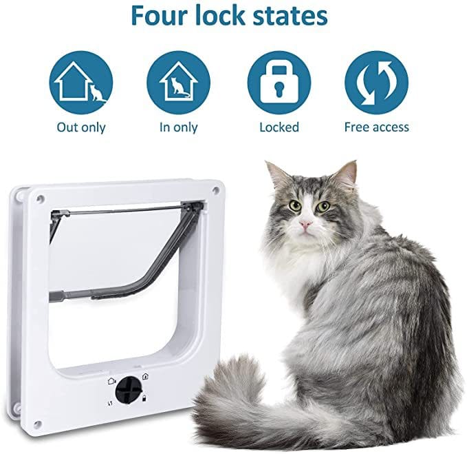 1 0 Puerta de interior para gatos y perros con cerradura giratoria y cierre magnético. Resistente a la intemperie