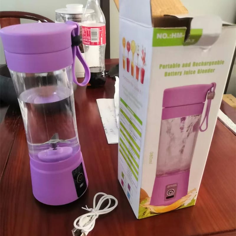 1 0 Purple / Six Knives Licuadora portátil con batería recargable USB, mini batidora de zumos de frutas para cocina, mini exprimidor eléctrico portátil y sencillo para el hogar.