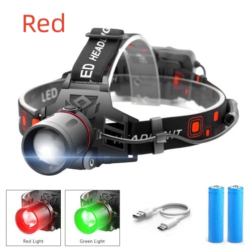 1 0 Red / 2battery Faro T6 con luz blanca, luz verde y luz roja con zoom