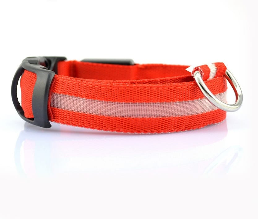1 0 red / L / chargable Collar luminoso LED de nailon para perros, seguridad nocturna, intermitente, que brilla en la oscuridad, correa ajustable para perros y gatos