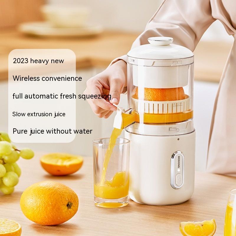 1 0 Simple White Exprimidor eléctrico inalámbrico multifuncional de acero inoxidable para naranjas y limones, licuadora portátil USB, mini exprimidor de frutas a presión para cocina