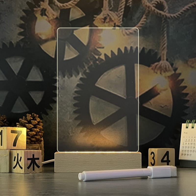 1 0 Vertical Large Pizarra creativa, luz nocturna LED creativa, pizarra de mensajes USB, luz con bolígrafo, regalo para niños, novia, lámpara de noche decorativa