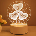 1 0 Warm White / A / USB Lámpara 3D acrílica con luz nocturna LED USB, letrero de neón, decoración navideña para el hogar, decoración de habitaciones, regalos de San Valentín