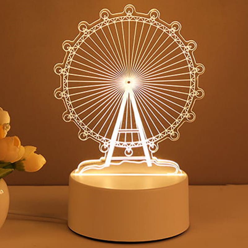 1 0 Warm White / B / USB Lámpara 3D acrílica con luz nocturna LED USB, letrero de neón, decoración navideña para el hogar, decoración de habitaciones, regalos de San Valentín