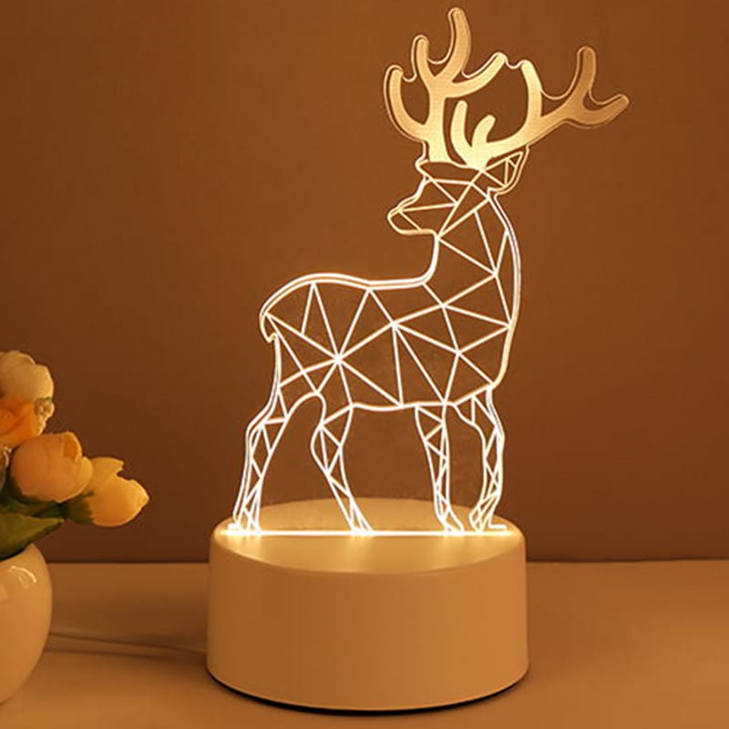 1 0 Warm White / D / USB Lámpara 3D acrílica con luz nocturna LED USB, letrero de neón, decoración navideña para el hogar, decoración de habitaciones, regalos de San Valentín