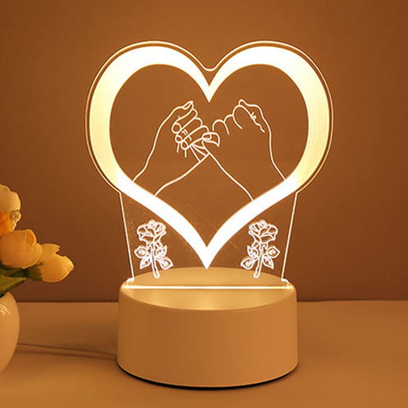 1 0 Warm White / G / USB Lámpara 3D acrílica con luz nocturna LED USB, letrero de neón, decoración navideña para el hogar, decoración de habitaciones, regalos de San Valentín