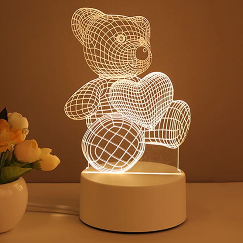 1 0 Warm White / H / USB Lámpara 3D acrílica con luz nocturna LED USB, letrero de neón, decoración navideña para el hogar, decoración de habitaciones, regalos de San Valentín