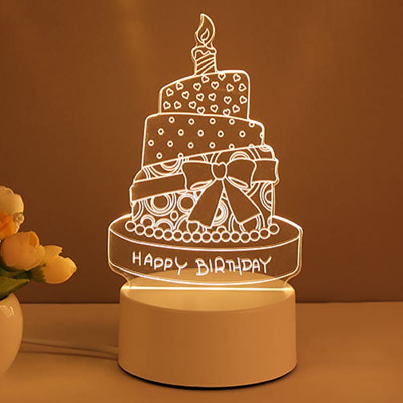 1 0 Warm White / I / USB Lámpara 3D acrílica con luz nocturna LED USB, letrero de neón, decoración navideña para el hogar, decoración de habitaciones, regalos de San Valentín