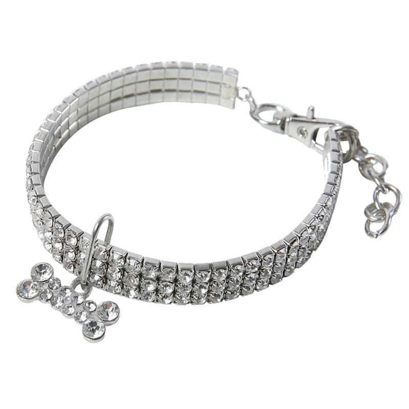 1 0 White / L Collar para perro con diamantes de imitación brillantes, collar de cristal para cachorros Chihuahua, collar para perros pequeños y medianos