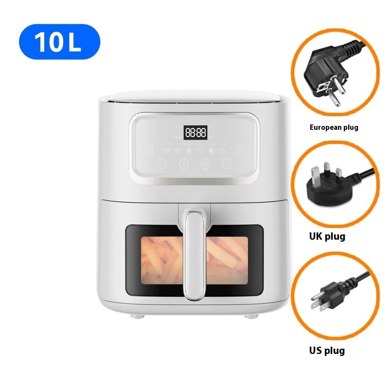 1 0 White / US Freidora de aire microondas versátil de alta capacidad para el hogar