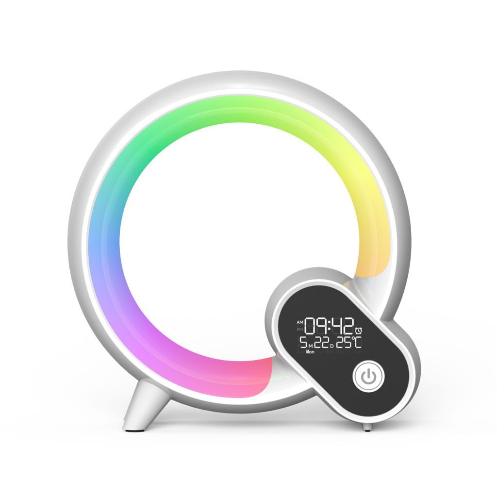 1 0 White / USB Reloj despertador digital con pantalla analógica y luz de amanecer Creative Q Light, audio Bluetooth