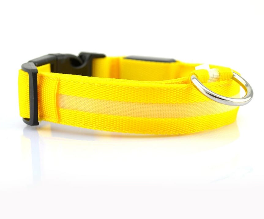 1 0 yellow / L / chargable Collar luminoso LED de nailon para perros, seguridad nocturna, intermitente, que brilla en la oscuridad, correa ajustable para perros y gatos