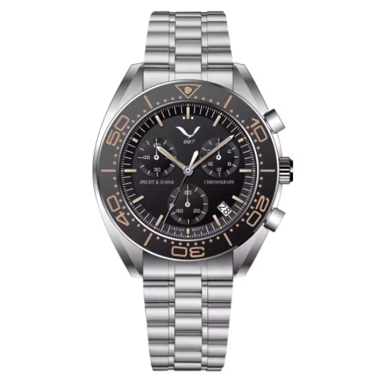 1 1 Black and gold Reloj cronógrafo multifunción para negocios, luminoso y resistente al agua, con esfera de cristal de zafiro