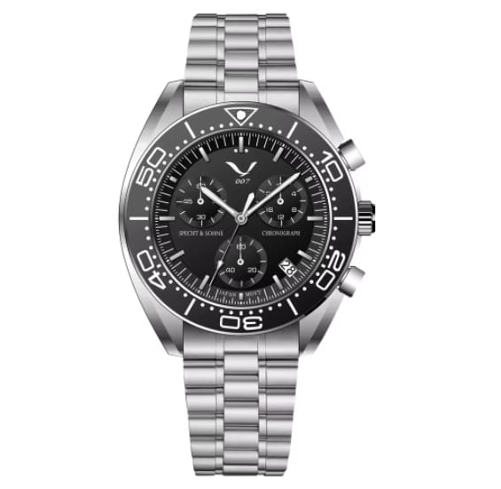 1 1 Black Reloj cronógrafo multifunción para negocios, luminoso y resistente al agua, con esfera de cristal de zafiro