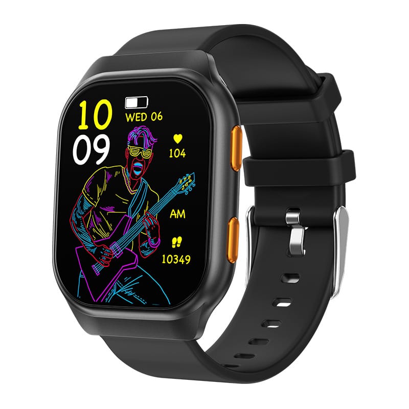 1 1 Black Reloj inteligente FW16E con llamadas inalámbricas, música y pantalla grande HD