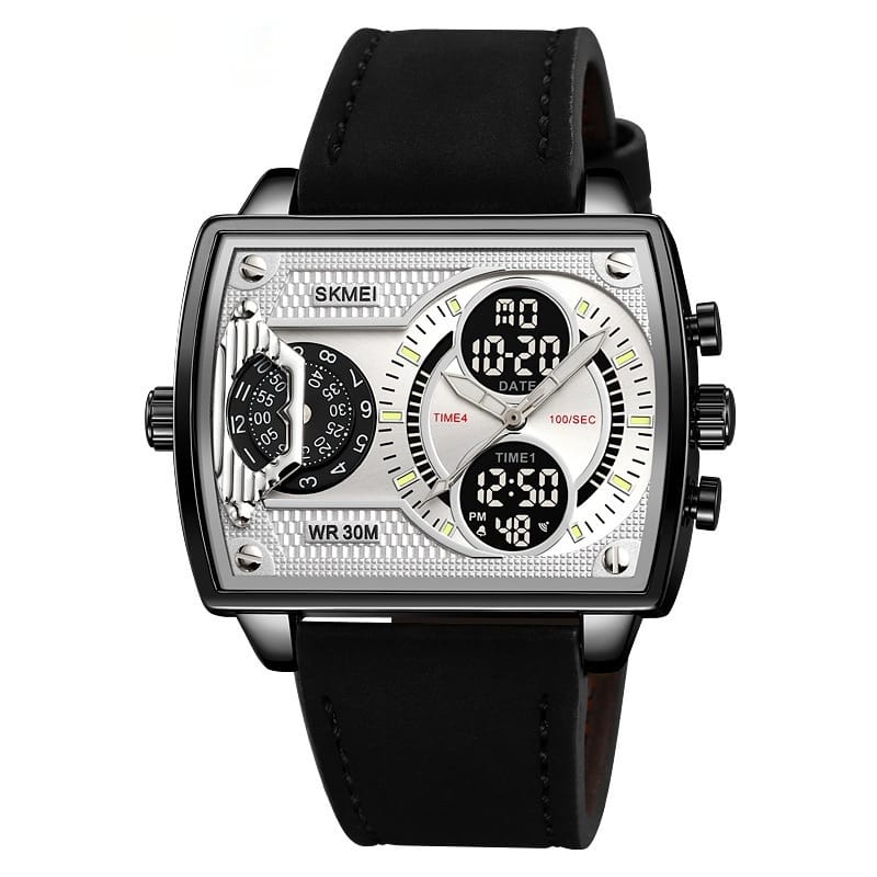 1 1 Black Shell Silver Belt Reloj Skmei de cuarzo de alta gama con personalidad de moda para hombres
